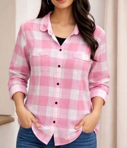 Pink Plaid Button-Down Shirt