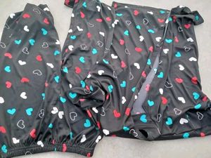 Heart Print Night Dress (Top Pant Set)