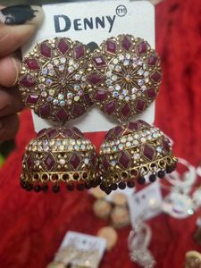 Maroon Jhumka Earrings