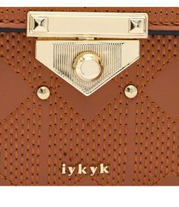 Iykyk Compact Brown Textured Crossbody Bag