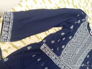 Xl New Unused Elegant Navy Blue Anarkali With Belt