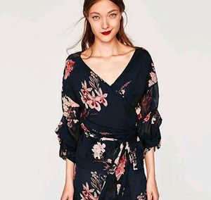 Zara Floral Wrap Top