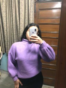 Lavender Sweater Puff Sleeves