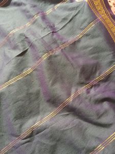 Ramar Blue And Green Mixed Saree With Gold Border