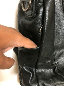 Black Leather Classic Backpack