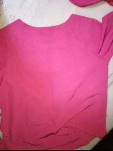 Magenta Colour Top With Pearls