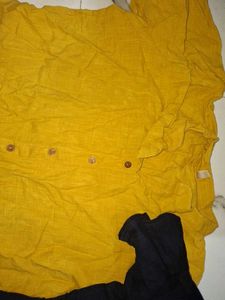 Yellow &amp; Black Button-Down Tops