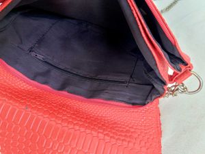 Red Clutch with Chain Strap