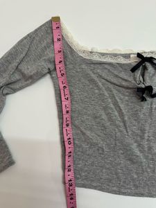 Cute Grey Long Sleeve Top