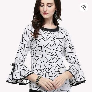 Stylish White Printed Top