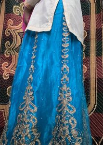 lehenga with long choli and dupatta