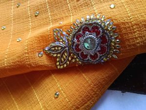 Gorgeous  Orange Embroidered Saree