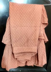Brown Ruffles Stitched Saree🆕✨ Branded ⚡