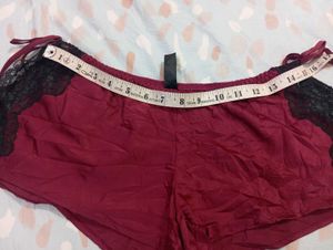 Burgundy Lace Trim Sleep Shorts