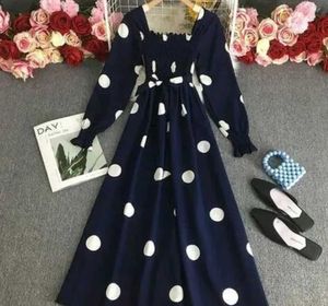 Navy Polka Dot Midi Dress