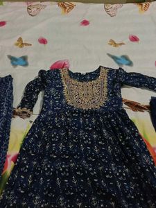 Pencil Pant With Anarkali Suit &amp; Dupatta