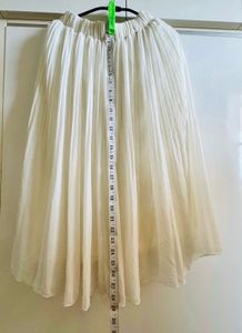 White Pleated Midi Skirt