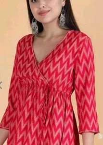 V- Neck Angrakha Short Kurti