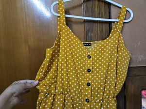 Shein Yellow Polka Dot Jumpsuit