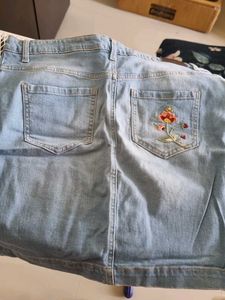 Embroidered Denim Skirt
