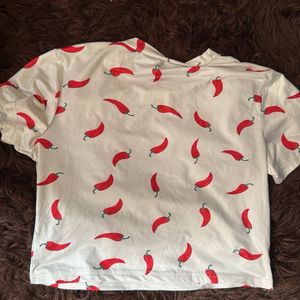 Chili Pepper Print Crop Tee