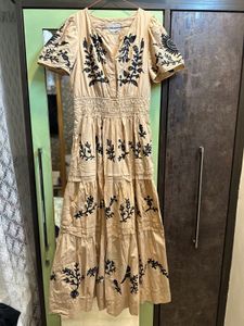 Anthropologie Embroidered Midi Dress