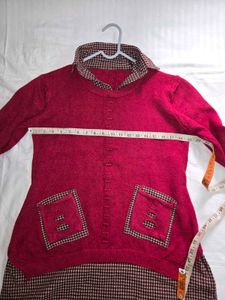 Red Knit Sweater Top bust 36-38