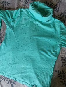 Aqua Cowl Neck Top