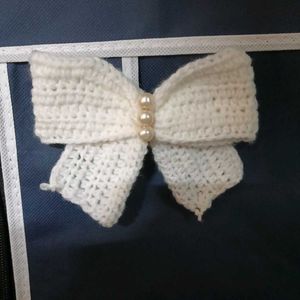 Cute White  handmade Bow Hair Clip