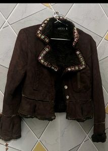 Brown Embellished Jacket