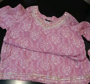 Elegant Pink Printed Kurti Set🌷
