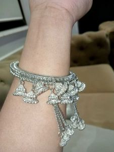 Silver Oxidised Latkan Kada