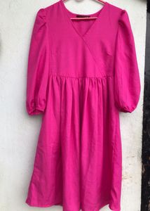 Pink Puff Sleeve Summer Dress