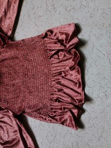 Velvet Puff Sleeve Top