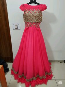 Pink & Gold Embellished Gown Dress