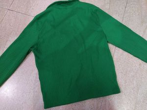 Green Zip-Up Knit Jacket
