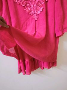 Pink Lace Detail Top