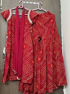 Heavy New Red Bandhani Sharara Suit Set