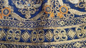 Blue &amp; Gold Embroidered Lehenga