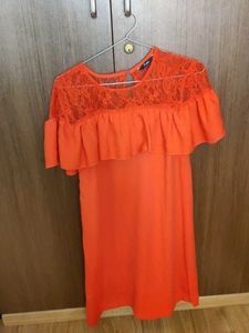 Orange Lace Detail Dress