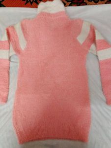 Pink Striped Korean Sweater Dress