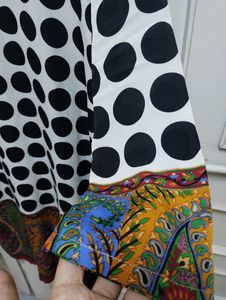 Polka Dot White Black Kurta Dupatta Set