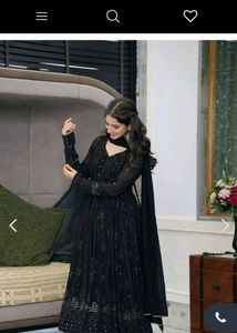 Elegant Black Embroidered Kurta 2psc Set