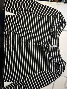 Striped Tee with Button Detail
