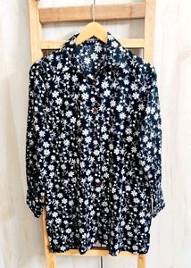 Black Printed Cotton Shirt Size-36