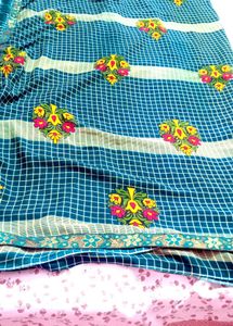 Elegant Blue Floral Saree