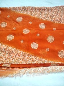 Designer Orange Saree With Blouse
