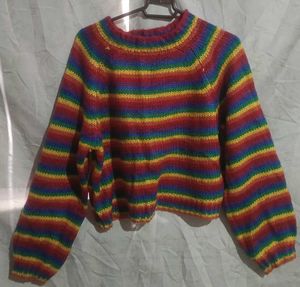Rainbow Striped Knit Sweater