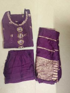 Purple Embroidered Kurta Set