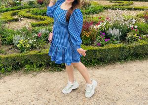 Blue Gingham Mini Dress